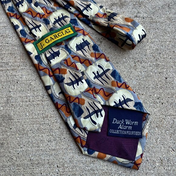 Jerry Garcia "Duck Worm Alarm" [1996] Collection 14 Silk Tie - Picture 3 of 7